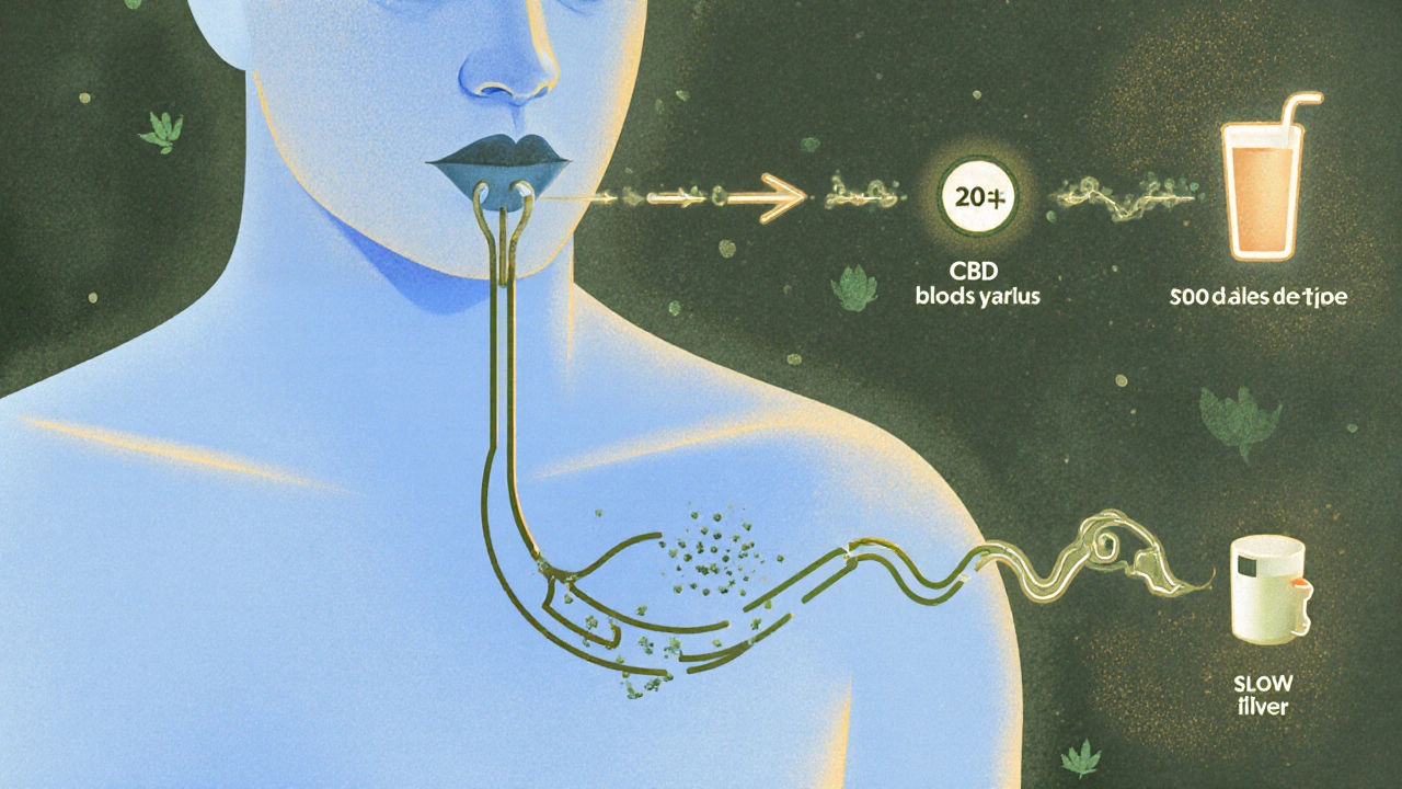 Abstrakte Darstellung der unterschiedlichen Aufnahmewege von CBD durch Körper.