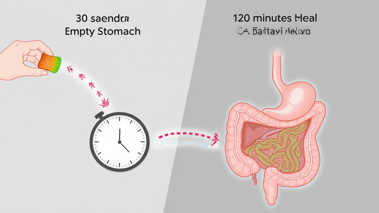 Vergleich der CBD-Aufnahme auf leeren und vollen Magen mit Zeitverlauf.