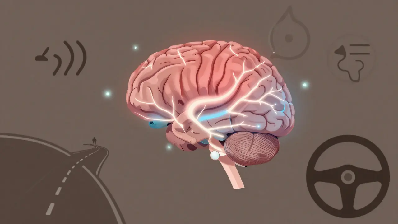 Abstrakte Darstellung eines Gehirns, bei dem die Angstzentren durch CBD beruhigt werden.