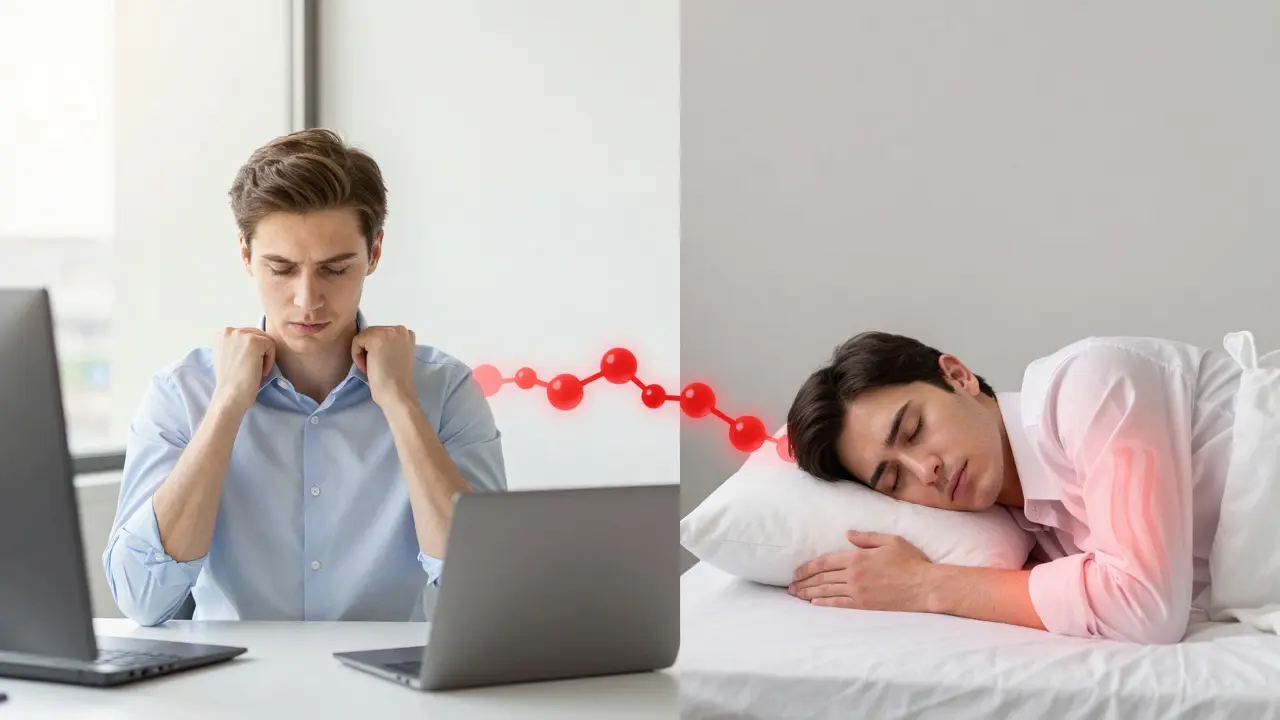 Zweiteilige Darstellung: CBD unterstützt tagsüber Ruhe und nachts Regeneration.