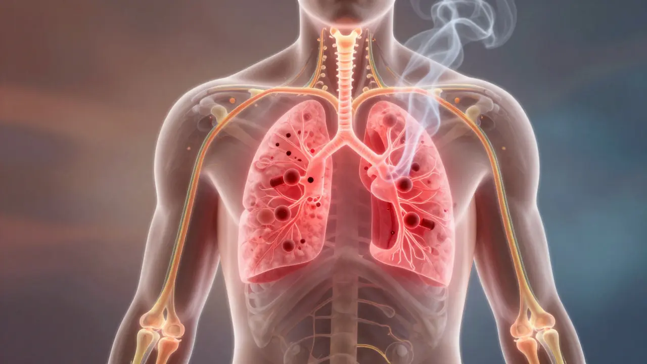 Glowende CBD-Wirkung im Körper, die Entzündungen bei Schmerzen reduziert.