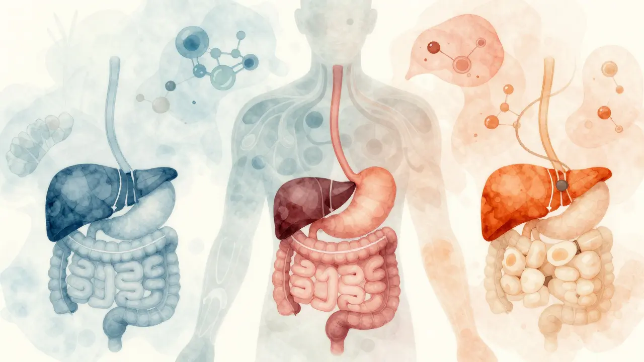 Künstlerische Darstellung von Verdauung und THC-Aufnahme