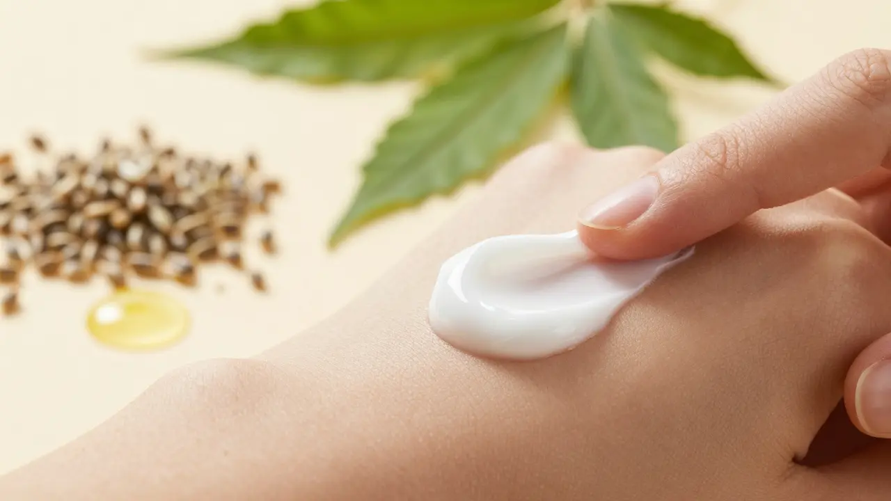 Auftragen einer CBG-Haltecreme auf die Haut mit natürlichen Inhaltsstoffen