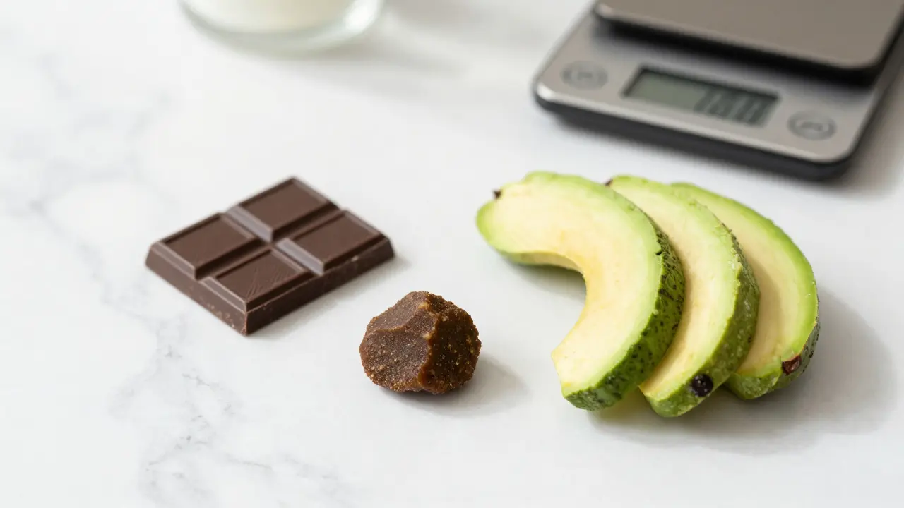 CBD-Hash neben Avocado und Schokolade zur besseren Aufnahme