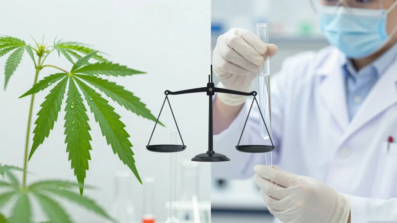 Hanfblatt und Laboranalyse für Produktsicherheit
