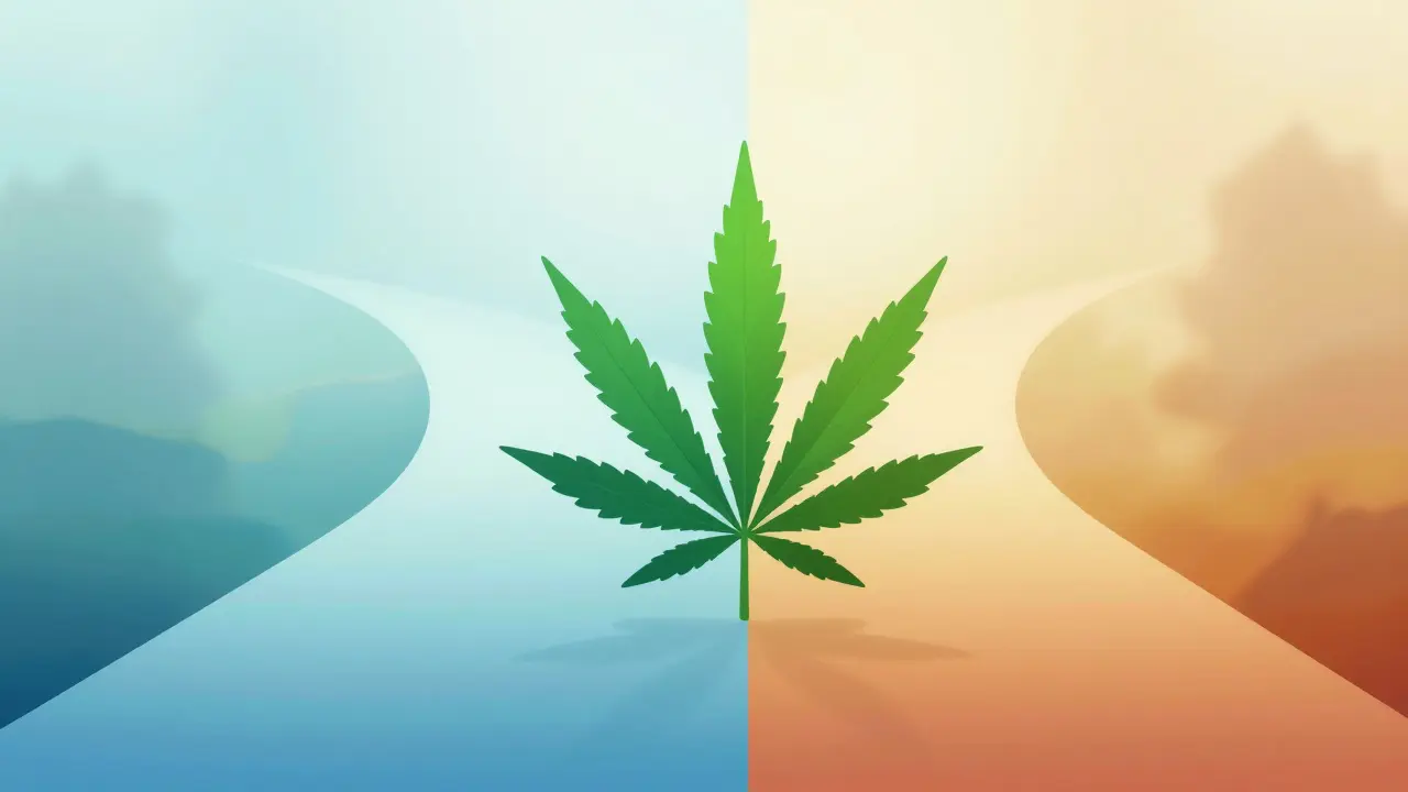 Konzeptkunst zeigt unterschiedliche Wirkungen von CBD und HHC auf das Gehirn