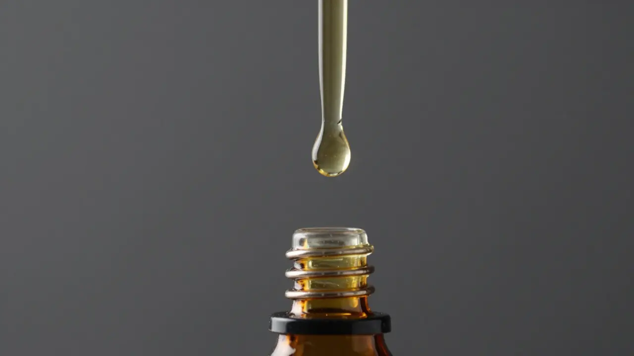 Makroaufnahme eines Tropfens CBD-Öl über einer Vaporizer-Spirale