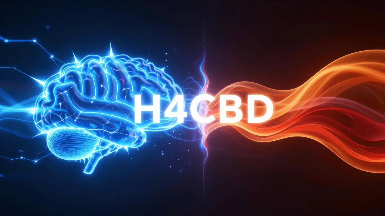 Abstrakte Darstellung der unterschiedlichen Wirkungen von THC und H4CBD