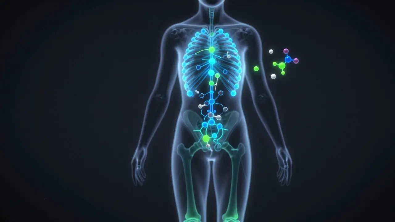 Konzeptuelle Darstellung des Endocannabinoid-Systems im menschlichen Körper