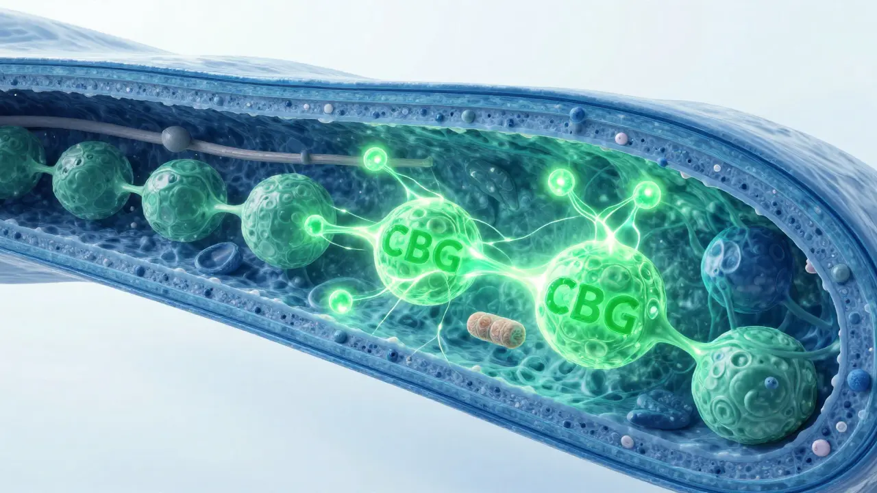 Scientific visualization of CBG interacting with cells and nerves