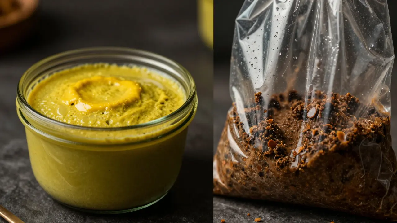 Vergleich von frischem und oxidiertem Crumble durch Feuchtigkeit