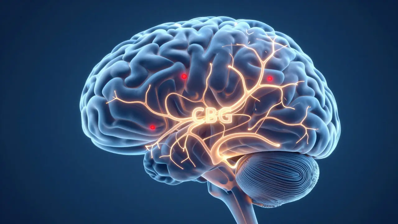 Abstrakte Darstellung des Gehirns mit ruhigen neuronalen Signalen