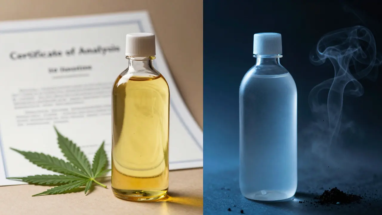 High-quality vs low-quality CBD product comparison