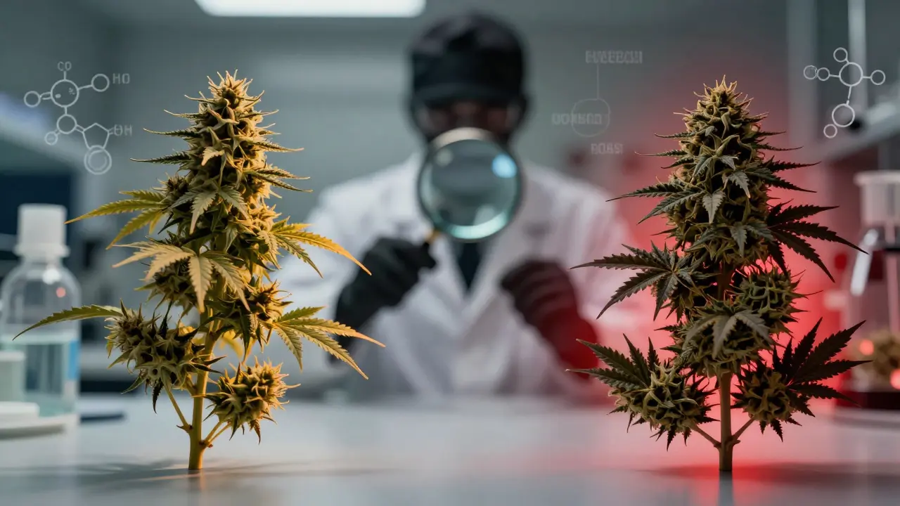 Konzeptillustration: Visuelle Unterscheidung von Hanf und Marihuana für die TSA