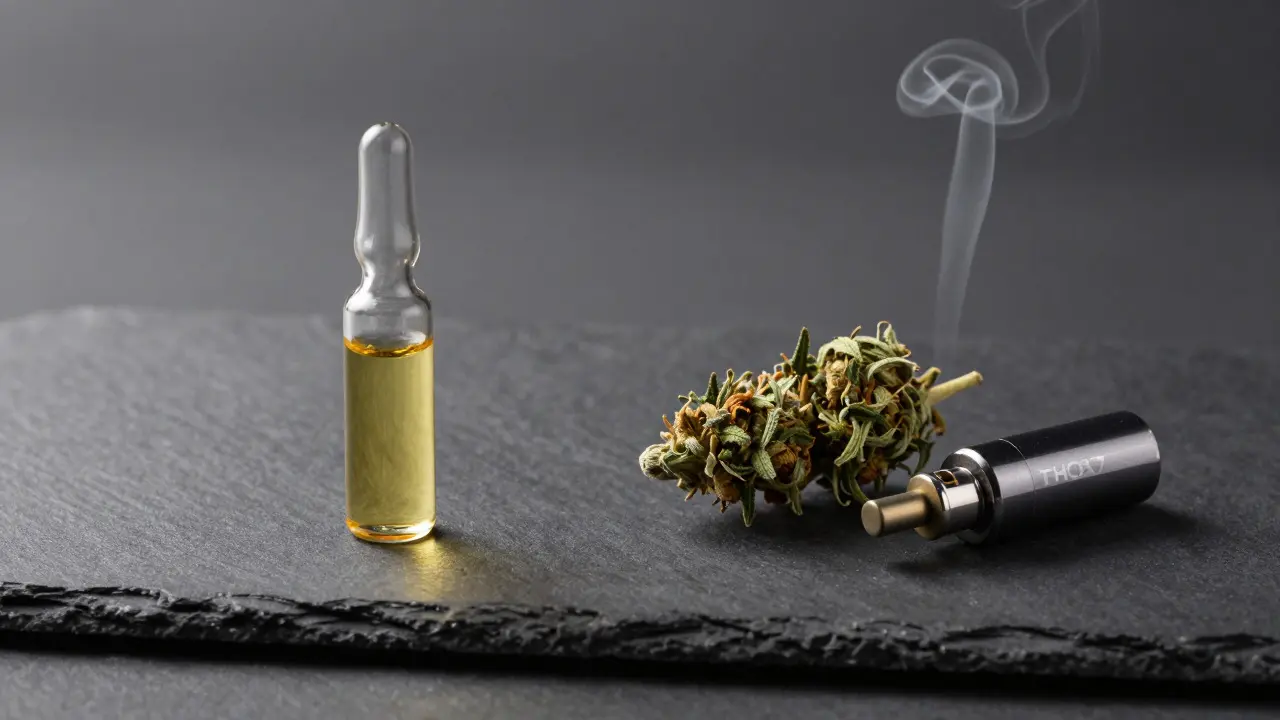 Produktvergleich: H4CBD-Öl neben THCA-Blüte und Erhitzungsmethode